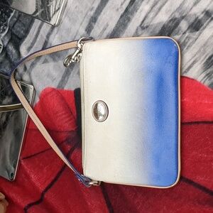 Coach blue and white wristlet